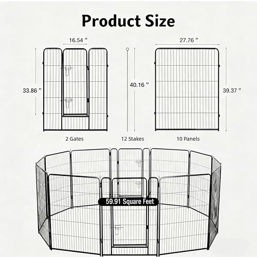 Simple Deluxe Dog Playpen Outdoor Indoor, 40 Inch 12 Panels Dog Fence for Small Dogs Puppy, Perfect Dog Pen for Camping, Yard, RV, Garden Fence, Black - size: 40 Inch 12 Panels