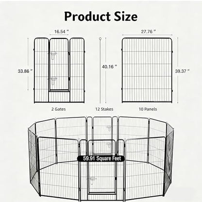 Simple Deluxe Dog Playpen Outdoor Indoor, 40 Inch 12 Panels Dog Fence for Small Dogs Puppy, Perfect Dog Pen for Camping, Yard, RV, Garden Fence, Black - size: 40 Inch 12 Panels