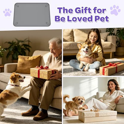 Dog Training Floor Protection Trays 24in x 16in Non-Slip Silicone Puppy Potty Training Tray Leak Proof Raised Edge Dog Pee Pad Holder (Large)