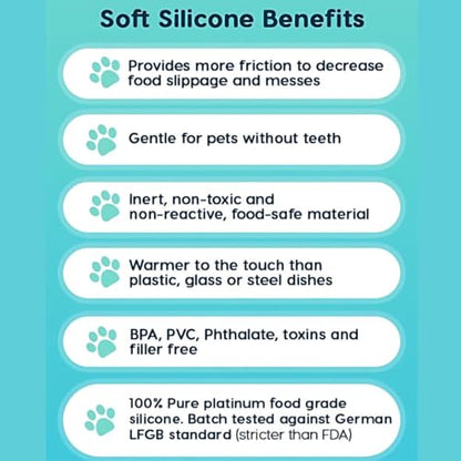EcoLeo Whisker Friendly Cat Food Dish, Platinum Silicone, CKD, LFGB Certified Non-Toxic, Anti Whisker Fatigue, Low Profile, Shallow, Non Slip, Cat Dog Kitten Feeding Dish_Grey - color: Grey
