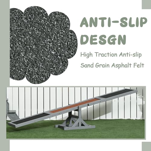 71" Wooden Dog Agility Seesaw for Training and Exercise - Outdoor Dogs Seesaw for Advanced Dog Obstacle Courses, Dogs Agility Ramp Training Platform Equipment (Gray)
