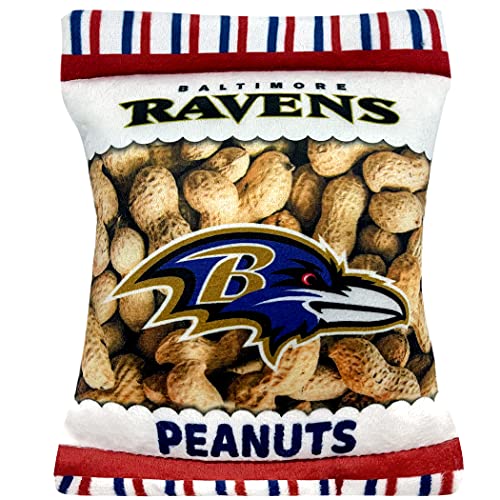 NFL Baltimore Ravens Crinkle FINE Plush Dog & CAT Squeak Toy - Cutest Stadium Peanuts Snack Plush Toy for Dogs & Cats with Inner Squeaker & Beautiful Baseball Team Name/Logo - color: Baltimore Ravens, style: STADIUM PEANUTS SNACK