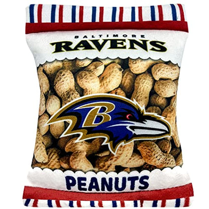 NFL Baltimore Ravens Crinkle FINE Plush Dog & CAT Squeak Toy - Cutest Stadium Peanuts Snack Plush Toy for Dogs & Cats with Inner Squeaker & Beautiful Baseball Team Name/Logo - color: Baltimore Ravens, style: STADIUM PEANUTS SNACK
