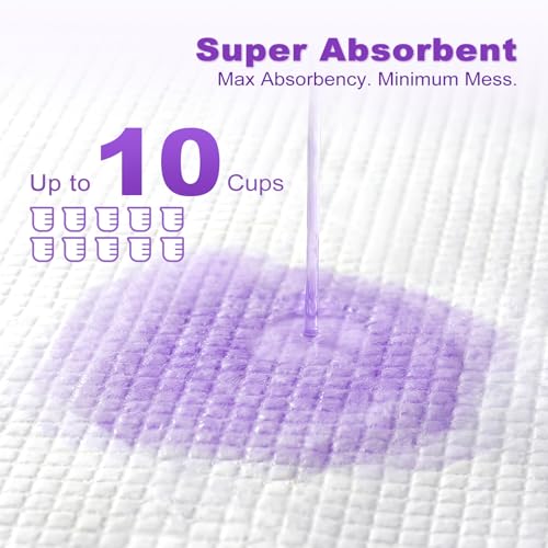 MIZOK Dog Pee Pads 30x36in, Pee Pads for Dogs XL Lavender Scented Odor Eliminating Super Absorbent Up to 10 Cups with 6-Layer Leak-Proof Quick-Dry Purple (40 Counts) - size: X-Large 30"x36“ 40 Counts