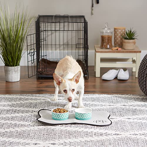 Bone Dry Lattice Collection Pet Bowl & Canister, Small Set, 4.25x2", Aqua, 2 Count - color: Aqua, size: Small Set, 4.25x2"