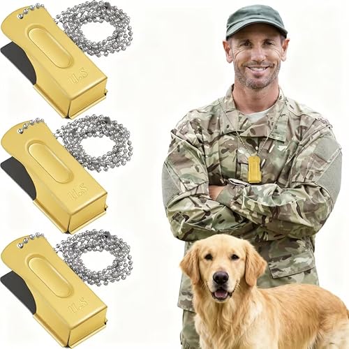 Jenaai 3 Pieces Brass Dog Training Clicker with Chain, Loud Metal Clicker for Dogs, Puppies and Cats, Positive Reinforcement Tool for Obedience, Recall and Behavior(Gold) - color: Gold