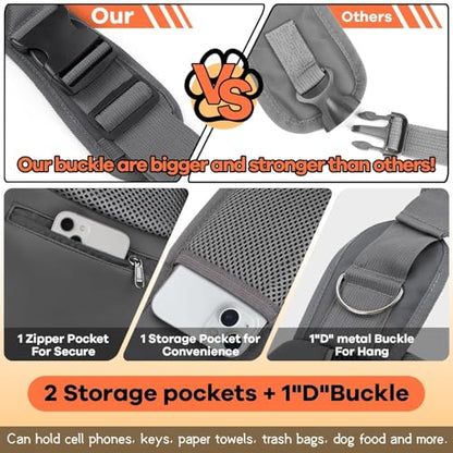 YUDODO Pet Sling Carrier for 5-9 lbs Small Dogs & Cats – Hands-Free Puppy Carrier with Safety Hook, Large Zipper Pocket, Soft Breathable Mesh, Adjustable Strap & Reflective Strip (Cyan 1.0 M) - color: Cyan 1.0 Basic (Zipper Pocket), size: Medium (4.5-9lbs