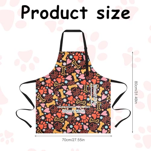 Dog Grooming Waterproof Apron with 2 Pockets, Cute Animals Puppy Dog Pets Apron - style: Cartoon Heart Bone