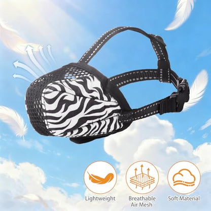 KOOLTAIL Dog Muzzle, Soft Muzzle for Small Medium Large Sized Dogs to Anti & Prevent Barking Grooming Biting, Reflective Adjustable Air Mesh Basket Muzzles, Allows Panting and Drinking,Tiger XS - color: Tiger, size: X-Small