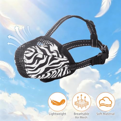 KOOLTAIL Dog Muzzle, Soft Muzzle for Small Medium Large Sized Dogs to Anti & Prevent Barking Grooming Biting, Reflective Adjustable Air Mesh Basket Muzzles, Allows Panting and Drinking,Tiger XL - color: Tiger, size: X-Large