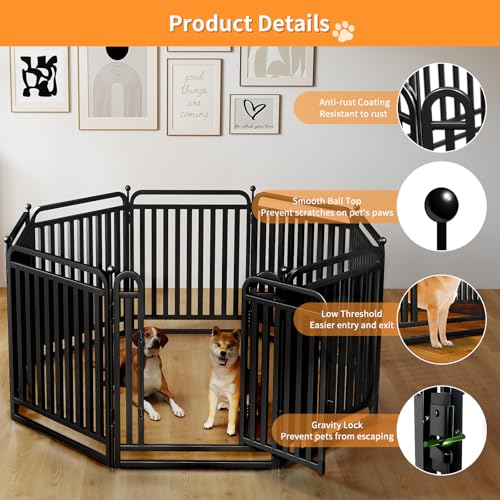 Thickened Metal Tube Dog Playpen Outdoor, Low Threshold Dog Pen, Heavy Duty 40" H 8 Panels for Pet Playpens Indoor, Portable Pet Fence for Yard RV Camping - style: 40" height