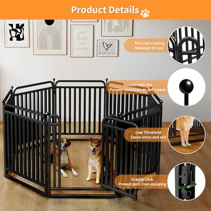Thickened Metal Tube Dog Playpen Outdoor, Low Threshold Dog Pen, Heavy Duty 40" H 8 Panels for Pet Playpens Indoor, Portable Pet Fence for Yard RV Camping - style: 40" height