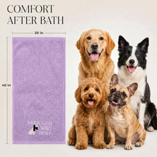 DAN RIVER Dog Towel - Pack of 1, 100% Cotton, 20x40, Ultra Soft 450 GSM, Super Absorbent & Quick Drying Towel for Dogs, Cats, and Other Pets, Crocus Petal. - color: Crocus Petal