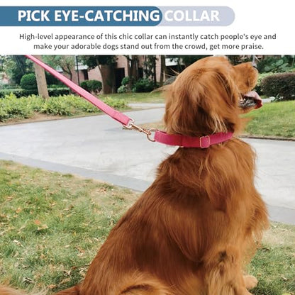 Soft Leather Martingale Dog Collar - Adjustable Rose Gold Limited Slip Collars [Easy to Clean], Stylish Durable Heavy Duty Nylon No Pull Training Collar for Small Medium Large Dogs S Hot Pink - color: Hot Pink, size: S (Neck 10"-15", Width 4/5")
