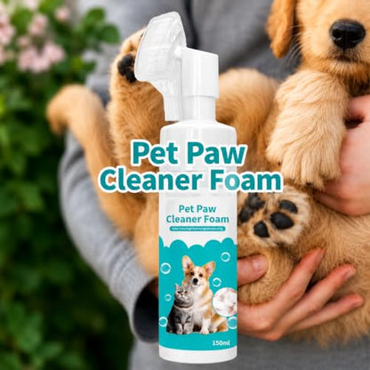 2 for 1 Dog Paw Cleaner Kit for Dogs & Cats – No-Rinse Paw Cleaning Foam, Microfiber Towel & Waste Bag Rolls – Portable Muddy Paw Cleaner Set for Indoor & Outdoor Use
