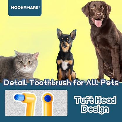 Cat Toothbrush Tuft Head, Small Dog & Puppy Tooth Brushing Kit, Mini Head Teeth Brush for Kitten & Tiny Pet, Doggy Toothbrushes Deep Dental Cleaning, 2 PCS - Orange - size: 1 Count (Pack of 2)