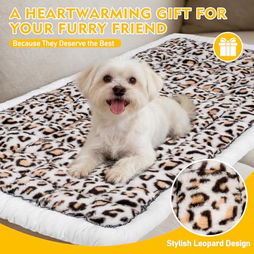 Backseat Dog Bed Mat for Car, Non-Slip Scratch-Resistant Dog Car Seat Cover, Soft Thick Pet Travel Cushion, Washable Back Seat Protector Blanket for Cars SUVs Trucks, 53 x 24 Inches - color: Brown Leopard Pattern