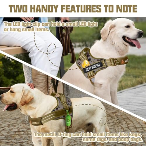 AUROTH Dog Harness and Leash Set, Soft Padded Service Dog Vest with 5.25FT Dog Leash, No Choke, Easy On Pet Vest, Adjustable Reflective No Pull Dog Harness Small Sized Dog, Easy Walking and Training - color: Desert Camo, size: Small