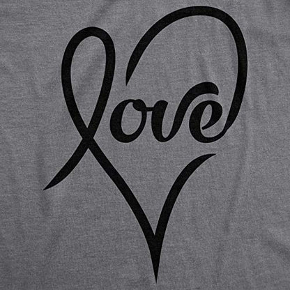 Womens Valentines Shirts Cute Heart T Shirts Funny Valentines Day Tees for Ladies - color: Dark Heather Grey - Love Cursive, size: Small