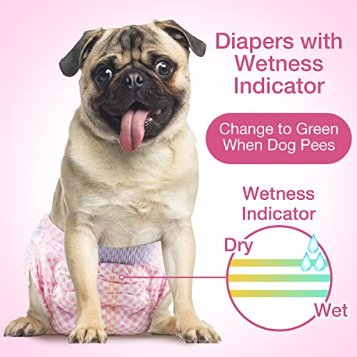Disposable Female Dog Diapers, Puppy Diapers with Adjustable Elastic Waistline for Female Dog or Cat in Heat,Incontinence, Diaper with Wetness Indicator, XS-10 Count - size: XS-10