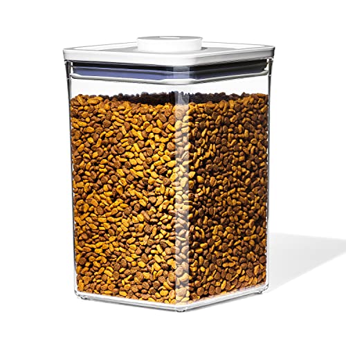 OXO Good Grips Pet POP Container – 4.4 Qt/4.2 L with Scoop |Ideal for up to 4lbs of Dog Food or 3.5lbs of Cat Food, Airtight Storage Container, BPA Free - color: White, size: 4.4 Qt