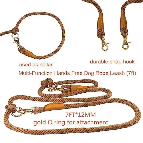 7FT Multifunctional Rope Dog Leash,Hands Free Crossbody Rope Leash - color: Macchiato