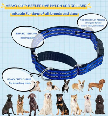 Martingale Dog Collars with Quick Release Buckle, Heavy Duty Nylon Reflective Dog Collar, NO Pull Walking Training Collar for Large, Medium, Small Dogs (Blue, Medium) - color: Blue, size: Medium