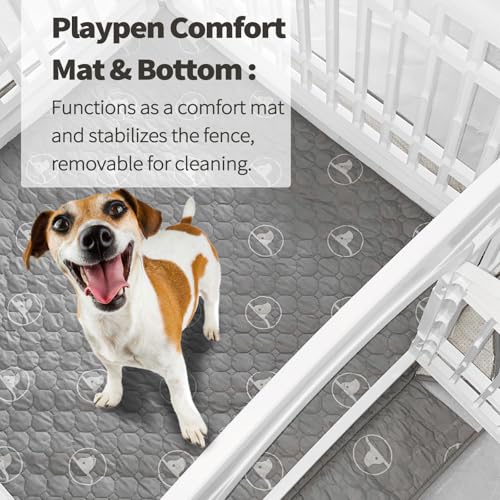 PJYuCien Playpen Bottom Pad for 36'' Width 4 Panel Pen, Gray | Protect Floor, Easy to Move and Clean – Perfect for Puppy, Duck, and Other Small Animals，Adhesive Tape Connect - style: Grey Bottom, 36"Width, Grey ( Adhesive Tape Connections )
