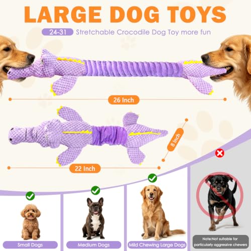 WOWBALA Squeaky Dog Toys for Puppy to Medium Breeds | Interactive Tug of War Dog Toys with Crinkle Paper, Plush Chew Puppy Toys to Keep Them Busy, Training Reward Gift for Dogs - color: Light Purple