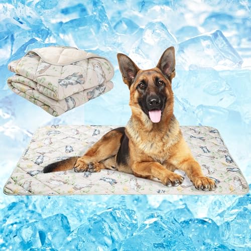 Dog Cooling Mat, Pet Washable Non-Toxic Summer Dogs Cats Cooling Pads Sleeping Kennel Mats Cool Ice Blanket for Indoor & Outdoor Dog Beach Essentials Brown Medium - color: Brown, size: Medium(28*40)