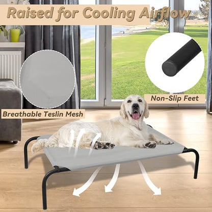 Elevated Dog Bed for Large Dogs, Raised Dog Bed with Breathable Mesh, Non Slip, Easy to Clean, 50.5 Inches, Grey - color: Grey, size: Large