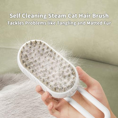 Marchul 3-in-1 Self-Cleaning Steam Grooming Brush - Removes Loose Undercoat for Long & Short Haired Cats, Kittens