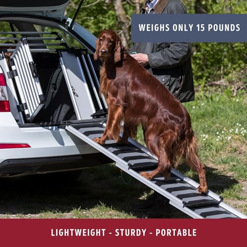Trixie Telescoping Dog Ramp, Silver/Black | Adjustable Lengths, Made of Lightweight Aluminium, Ideal for Cars and SUVs, Easily Adjustable - color: Telescope Ramp