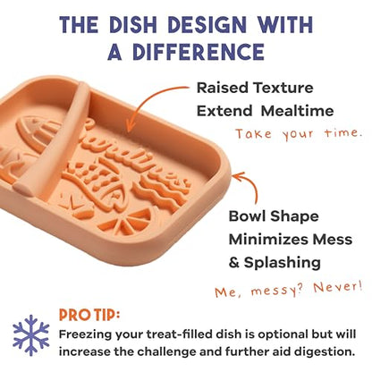 Awoo Sardina - Silicone Lick Mat + Slow Feeder for Cats & Small Dogs - Non-Slip Design with Suction Cups - Dishwasher Safe Pet Dish - Extends Mealtime and Reduces Anxiety - for Wet & Dry Food (Melon) - color: Melon