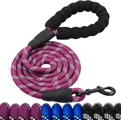 Dog Leash for Medium, Large and Small Dog,Heavy Duty, Durable Rope, Lightweight Design for Walking, Training, and Outdoor Activities, Purple,6Ft,1/2 inch - color: Purple