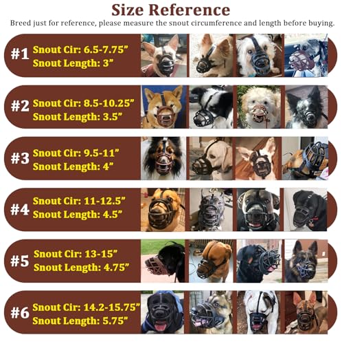 Mayerzon Basket Dog Muzzle for Small Medium Large Dogs, Breathable Silicone Muzzle for Anti-Biting and Anti-Chewing with Soft Padded and Adjustable Head Strap Allows Drinking(#3) - size: Size3-Snout 9.5-11 in