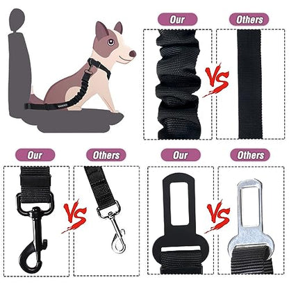 COOYOO Dog Seat Belt,3 Piece Set Retractable Dog Car Adjustable Seatbelts for Vehicle Nylon Pet Safety Heavy Duty & Elastic & Durable Car Harness for Dogs - color: Set 10-Black+Light Pink
