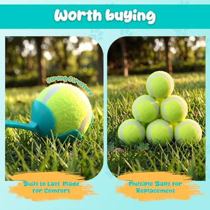 Junkin 2 Pcs 12.6-inch Dog Ball Launcher with 6 Pcs 2.5-inch Tennis Balls Pet Dog Thrower Fetch Toy for Dogs 20-60 lb Outdoor Training Park Backyard Beach