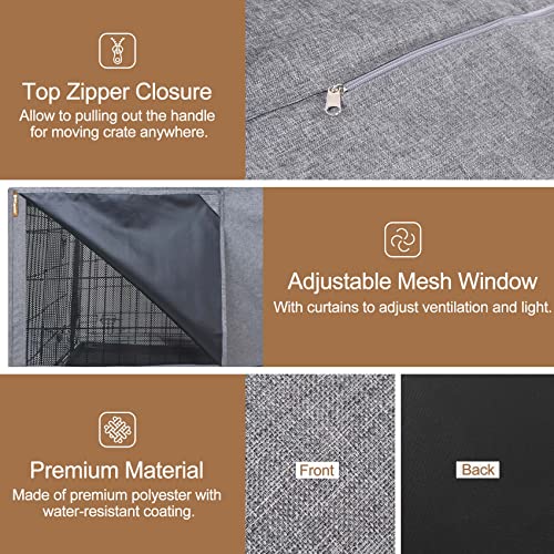 HiCaptain Breathable Dog Crate Cover 42 Inch, Durable Heavy Duty Kennel Cover, Dual Zippered Panels, Windproof Waterproof UV-Resistant(Grey) - color: Grey, size: 42.0"L x 28.0"W x 30.0"H