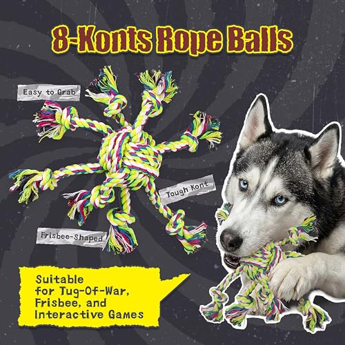 Dog Ropes Toys for Aggressive Chewers, Dog Toys Set With Eight Legs Ball for Large Breeds,Full of Attractiveness for Medium Dog, Heavy Duty Natural Cotton Rope Chew toy, Tug of War, Chewing 9PCS - color: 9 Packs