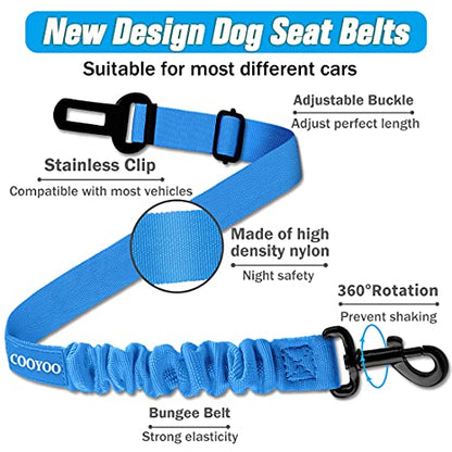COOYOO Dog Seat Belt,3 Piece Set Retractable Dog Car Harness Adjustable for Vehicle Nylon Pet Safety Heavy Duty & Elastic - color: Set 03-Black+Blue