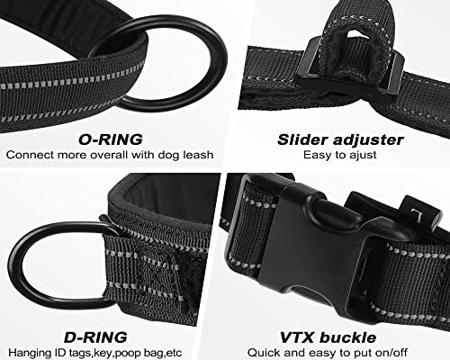 No Pull Dog Harness Black for Small Medium Large Sized Dog, Reflective Escape Proof Adjustable Dog Harnesses with 2 Patch, S - color: Black, size: S-Chest size 18-22''