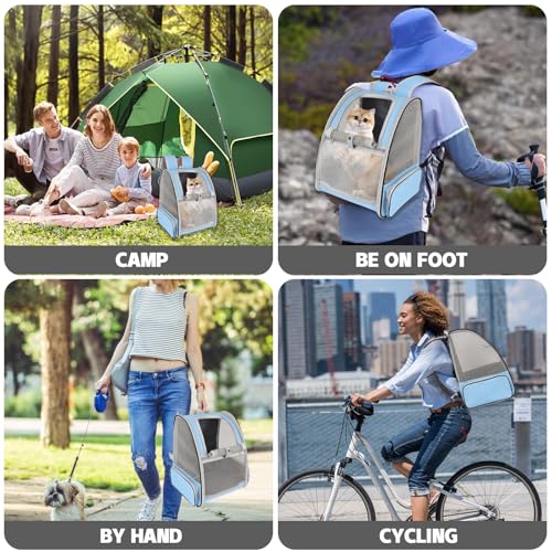 Cat Backpack Carrier,Pet Carrier Airline Approved for Small Dog Cat Puppy Kitten Bunny,Ventilated Mesh Design Animal Backpack for Hiking Camping Travel Bag (Blue) - color: Blue