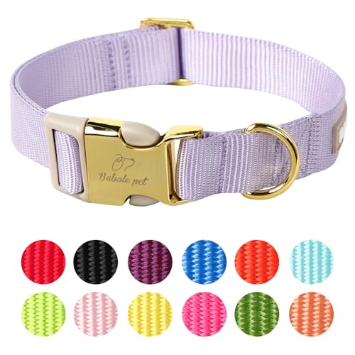 Nylon Dog Collar - Adjustable Lavender Soft Webbing Dog Collars for Small Medium Large Dogs Boy Girl Puppy Collar with Safety Metal Buckle XS - color: Nylon-Lavender, size: XS