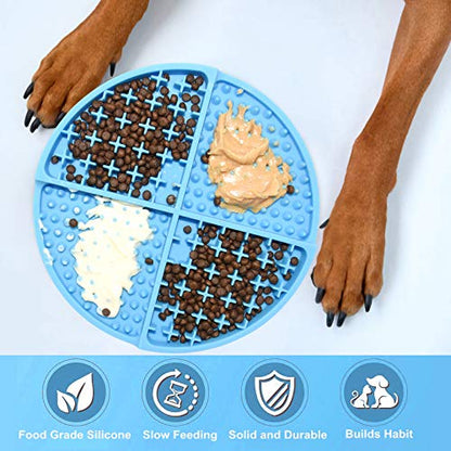 Bangp Silicone Dog & Cat Lick Mat and Slow Feeder,Extends Mealtime for Fast Eaters and Reduces Anxiety,Heavy-Duty Design,Dishwasher Safe,Perfect for Yogurt,Treats,Peanut Butter (Blue)