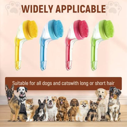 2026 New Dog Bath Brush Soft Silicone Bristle for Bathing Pets Grooming Massage BrushPet Bath Brush with Shampoo Dispenser, (pink-b) - color: pink-b
