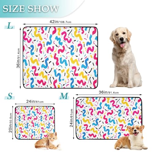 Qilmy Colorful Ribbons Pet Mat, Waterproof Reusable Dog Training Pad Anti-Slip Pet Creat Pad for Small Medium Large Dogs and Cats - size: Medium+Large
