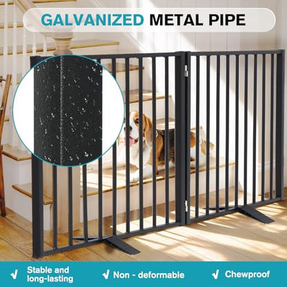 Snagle Paw Extra Wide Dog Gate,Free Standing Dog Fence with Door, Up to 52 Inch Wide Pet Gate with Support Feet for Stairs, Hallways, Doorways, Yard (Black, 2 Panels) - size: Up to 52" W, 2 Panels, Black