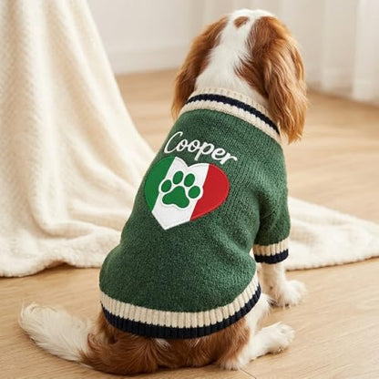 Custom Embroidered Flag Mexico Dog Sweater, Personalized Knit Pet Clothes, Number with Name Graphic Pullover Apparel, Winter Warm Soft Puppy Cats, Gift for Pet Lovers Gift#3 - color: Gift#3