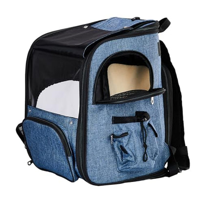 Pet Carrier Backpack, Expandable Cat and Dog Carrier with Back Extension, Breathable Mesh Travel Backpack for Small Dogs and Cats, Soft-Sided, Up to 26 lbs